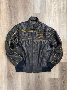 Vintage Corvette Men’s Black Bomber Windbreaker Jacket Style Auto Racing 80s, LG